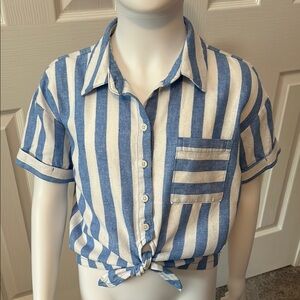 Old Navy Blue and White Striped Kids Shirt
